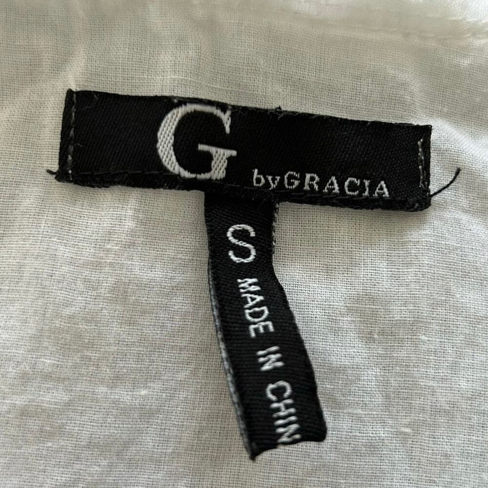 G by Giacci White Lagenlook Tunic Dress Boho Frayed Trim Pockets Size S - Picture 6 of 8